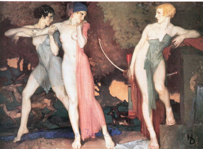 russell flint, artemis and chione, print