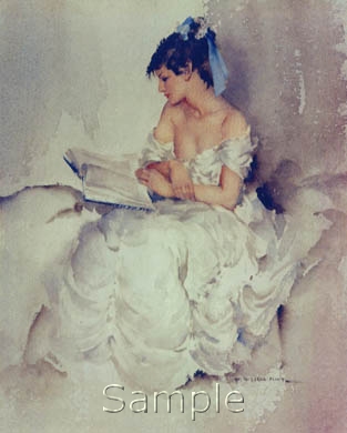 russell flint france, cecilia, reading more than shadows, print