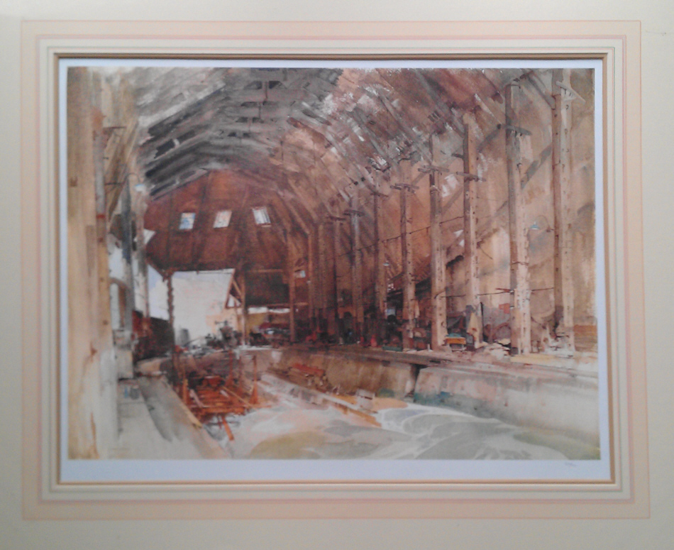 russell flint no 1 slipway, devonport dockyard print