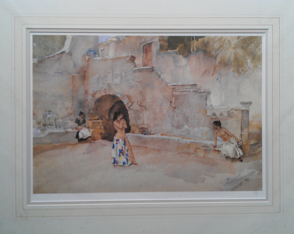 russell flint models in an italian courtyard print