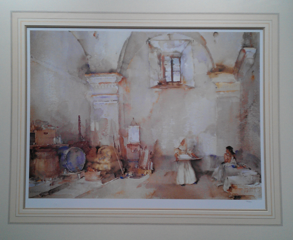 russell flint little sewing girl, sospel print