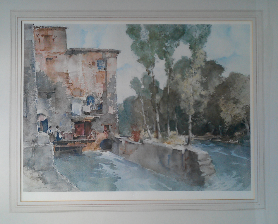 russell flint, mill, barbaste, print