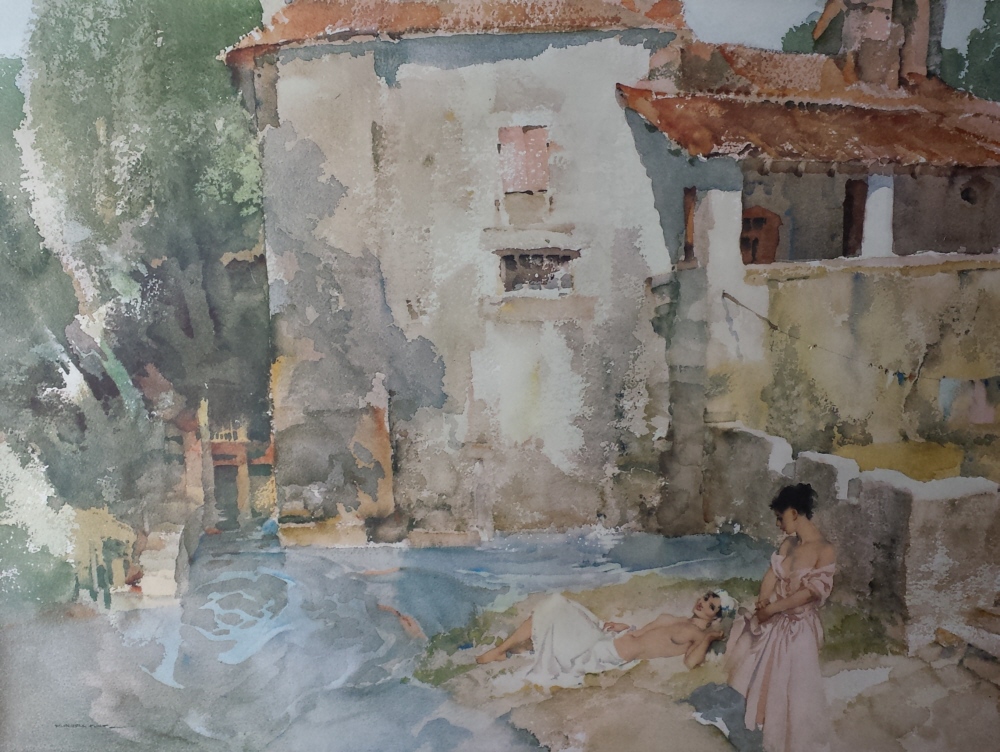 russell flint, mill pool, st. jean du cole, print