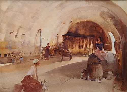 russell flint, An Angevin Interior, originals, paintings, France An Angevin Interior, France