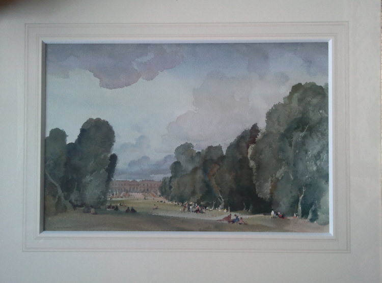 russell flint watercolour, france, compiegne mounted
