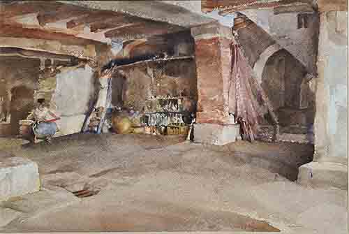 russell flint, original, painting, The High Shelf, France The High Shelf, France