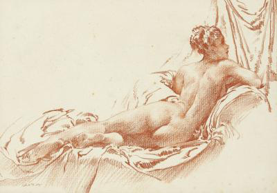 russell flint, original, drawing, red chalk, nude