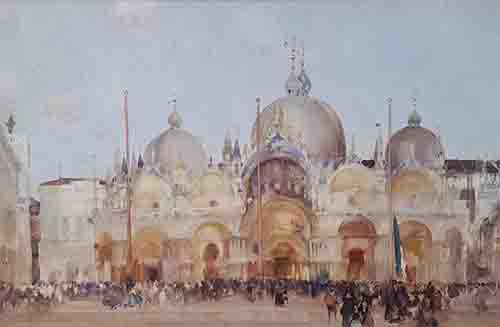 russell flint, original, painting, Piazza San Marco, Venice Piazza San Marco, Venice