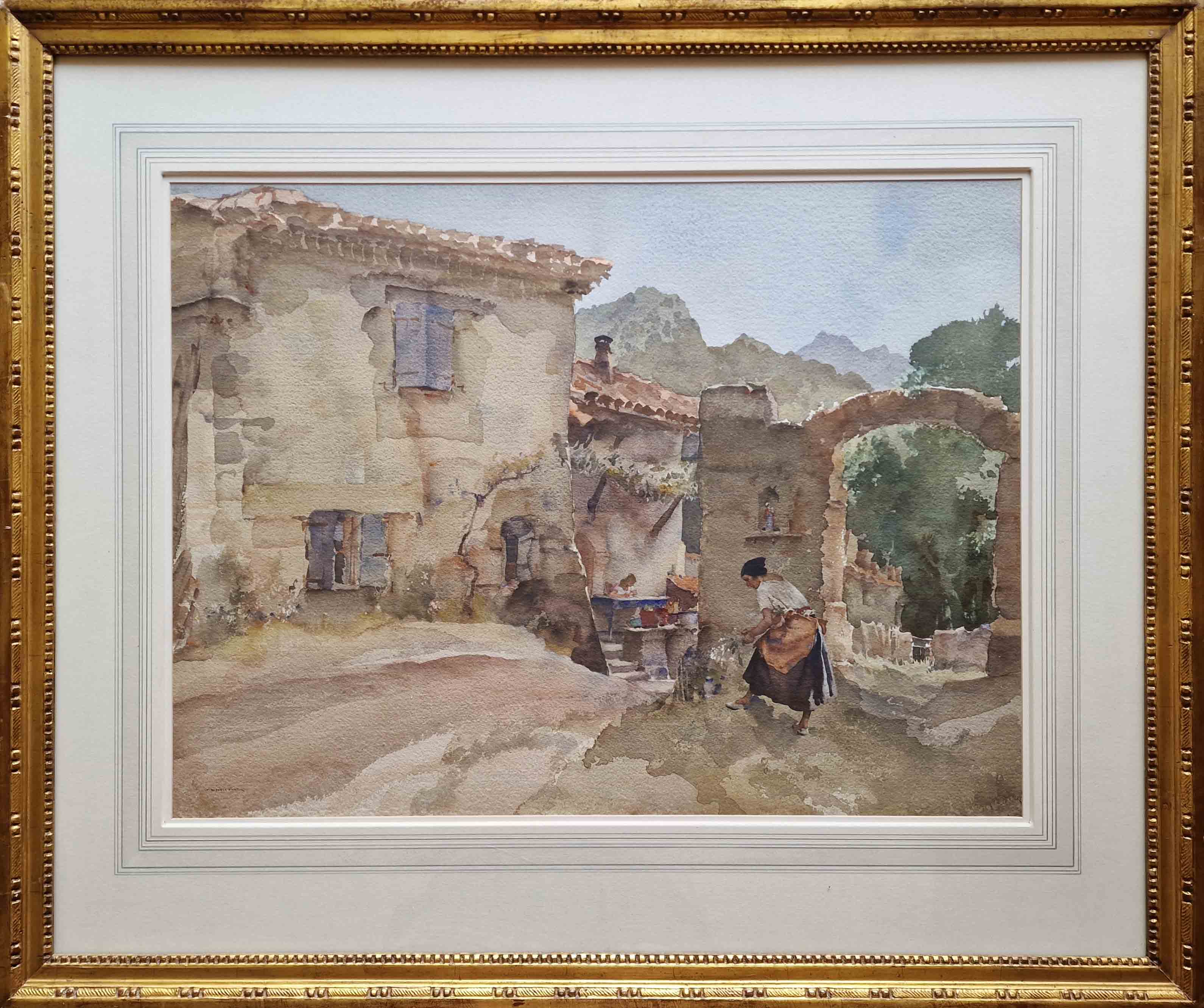 russell flint, original painting, The little terrace, France