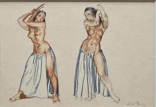 original, Two Figures, red chalk drawing