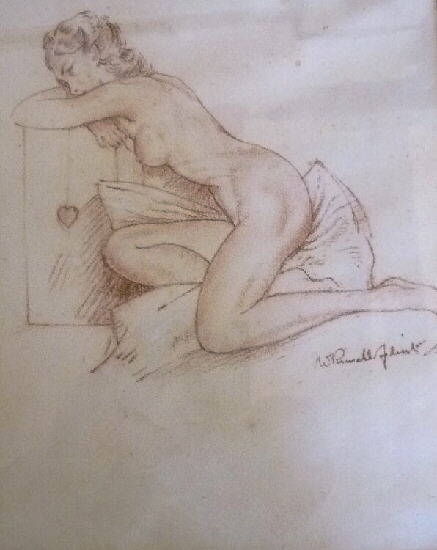 russell flint original nude red chalk