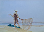 russell flint original, painting, the shrimper the shrimper