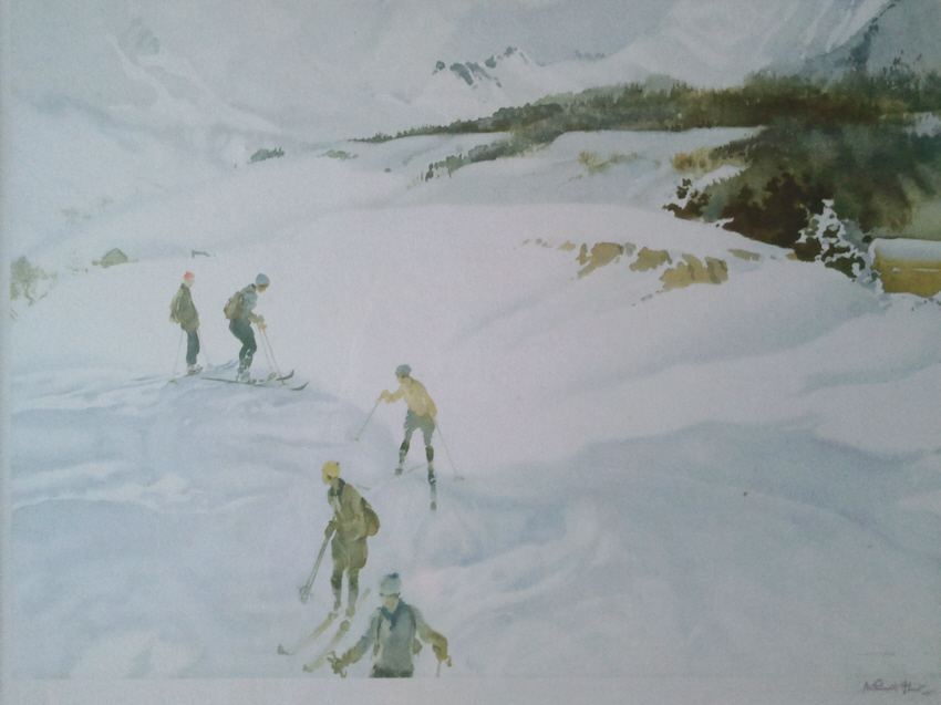 russell flint france  winter sport skiing print